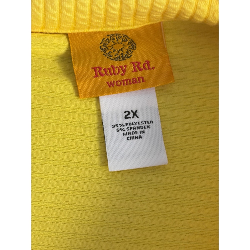 Ruby Rd. Woman Yellow Waffle Knit Button Front Shirt Jacket Size 2X - Picture 4 of 9
